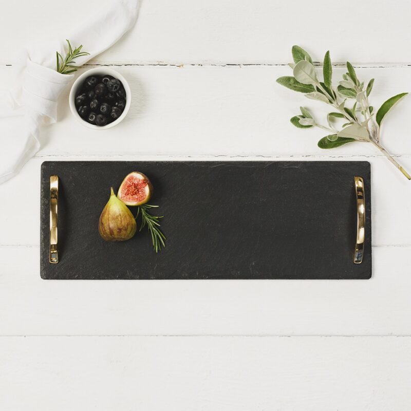 Just Slate Small Serving Tray With Gold Handles