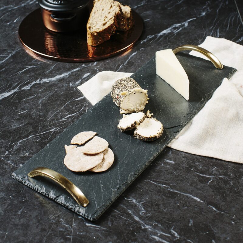 Just Slate Small Serving Tray With Gold Handles