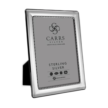 Carrs Silver - Egg & Bead Sterling Silver Photo Frame With Grey Velvet Back