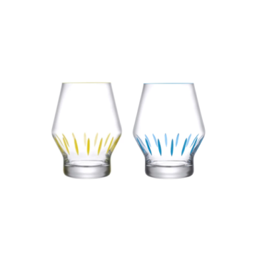 Nude Beak Glasses in Iris Apfel Collection with Yellow & Blue Painted (Set of 2)