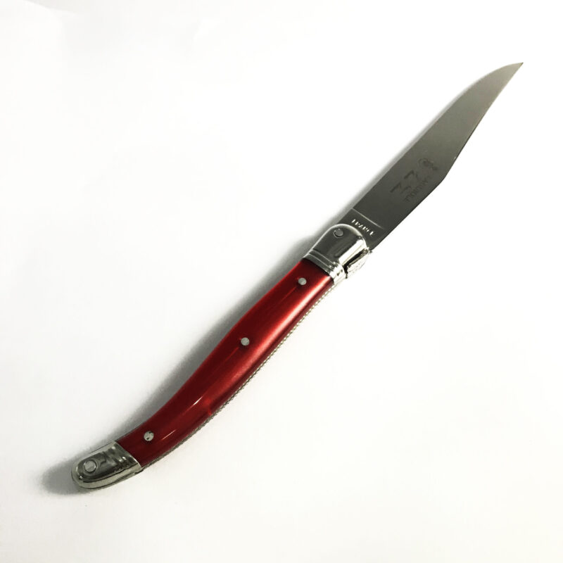 Laguiole Table knife 25/10 Red Handle Set of 6 with Wooden Luxury Gift Box