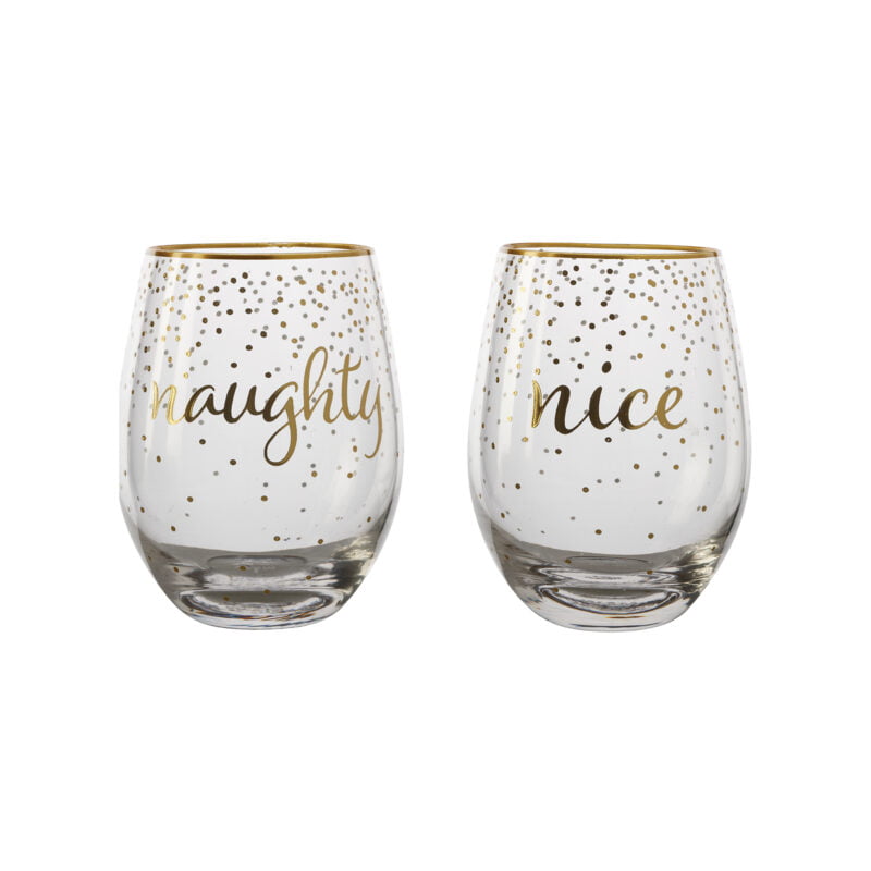 Maxwell & Williams Celebrations Stemless Glass 500ML Set of 2 Naughty & Nice