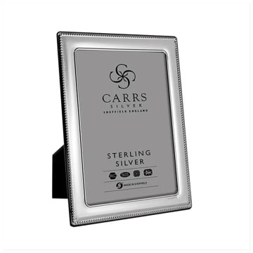 Carrs Silver - Bead Sterling Silver Photo Frame With Wood Back 7" x 5"