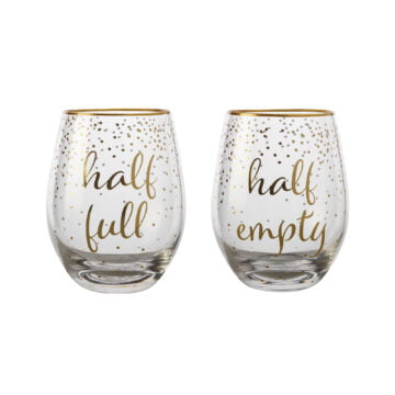 Maxwell & Williams Celebrations Stemless Glass 500ML Set of 2 Full & Empty