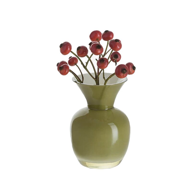 Dartington Olive & White Vase 10.5cm