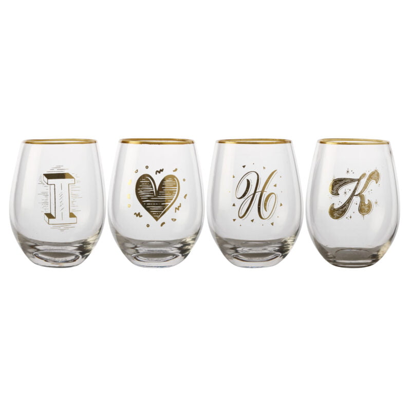 Maxwell & Williams The Letterettes Stemless Glass 500ML I❤︎HK Bundle Set of 4