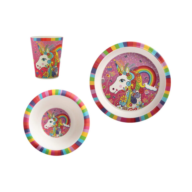 Maxwell & Williams Rainbow Jungle Children's Bamboo Rainbow 3pc Dinner Set