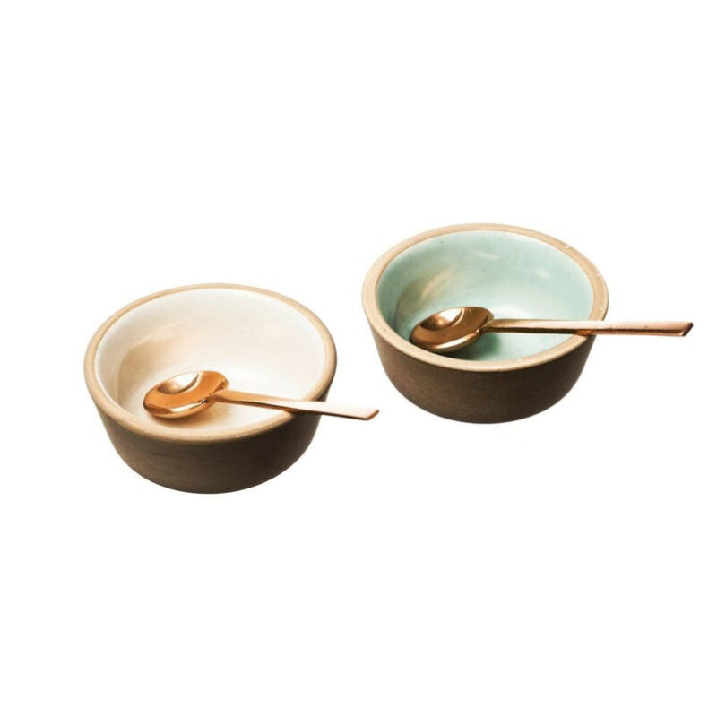 Just Slate Stoneware & Copper Spoon Condiment Set