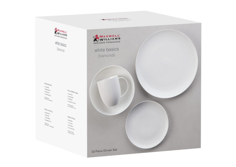 Maxwell & Williams White Basics Diamonds Dinner Set 16pc Gift Boxed