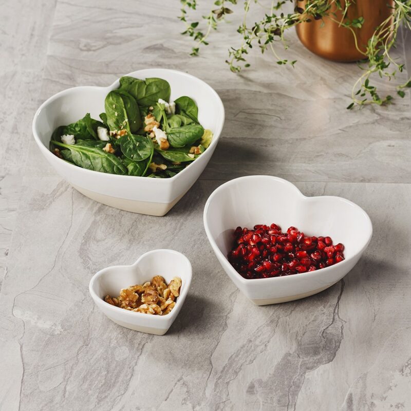 Just Slate 3 Heart Stoneware Nesting Bowls