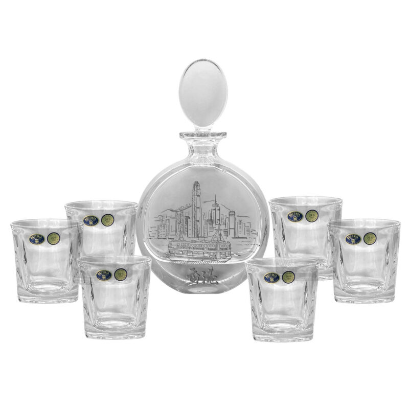 Bohemia Crystal Hong Kong Skyline Whisky Set (1 Decanter with 6 Tumblers)