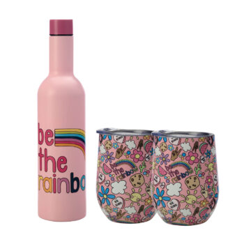 Maxwell & Williams Kasey Rainbow Be Kind Double Wall Insulated Wine Rainbow (Set of 3)