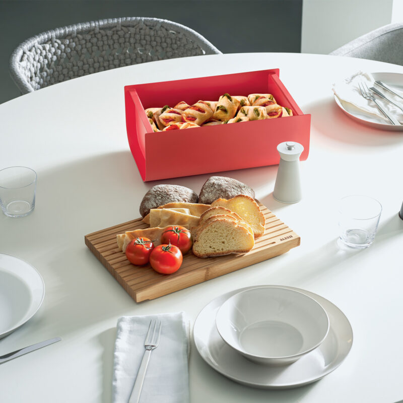 Alessi Mattina Bread Box, Bread Bin Red