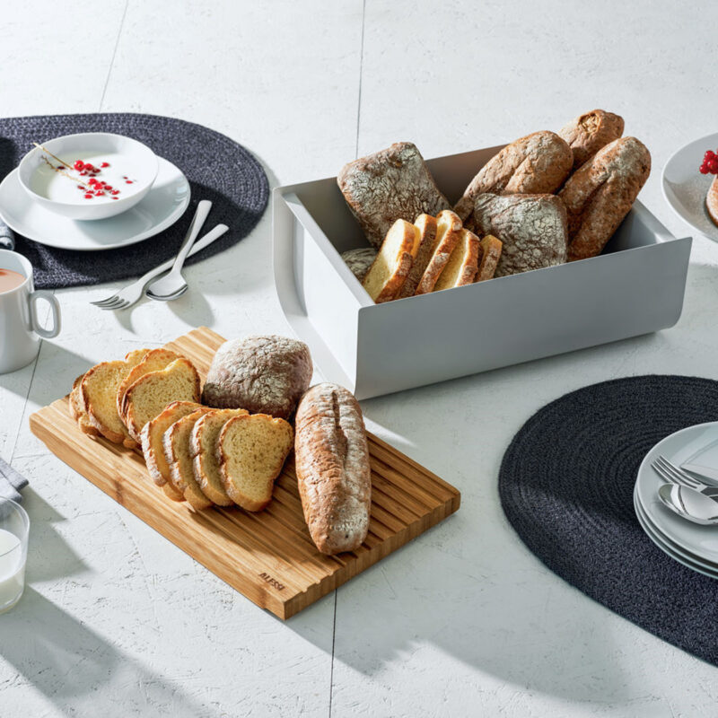 Alessi Mattina Bread Box, Bread Bin Warm Grey