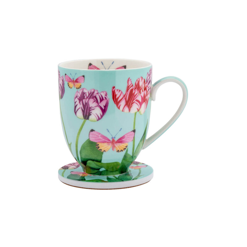 Maxwell & Williams Gabby Malpas Posey Mug & Coaster Set Tulip Love Gift Boxed