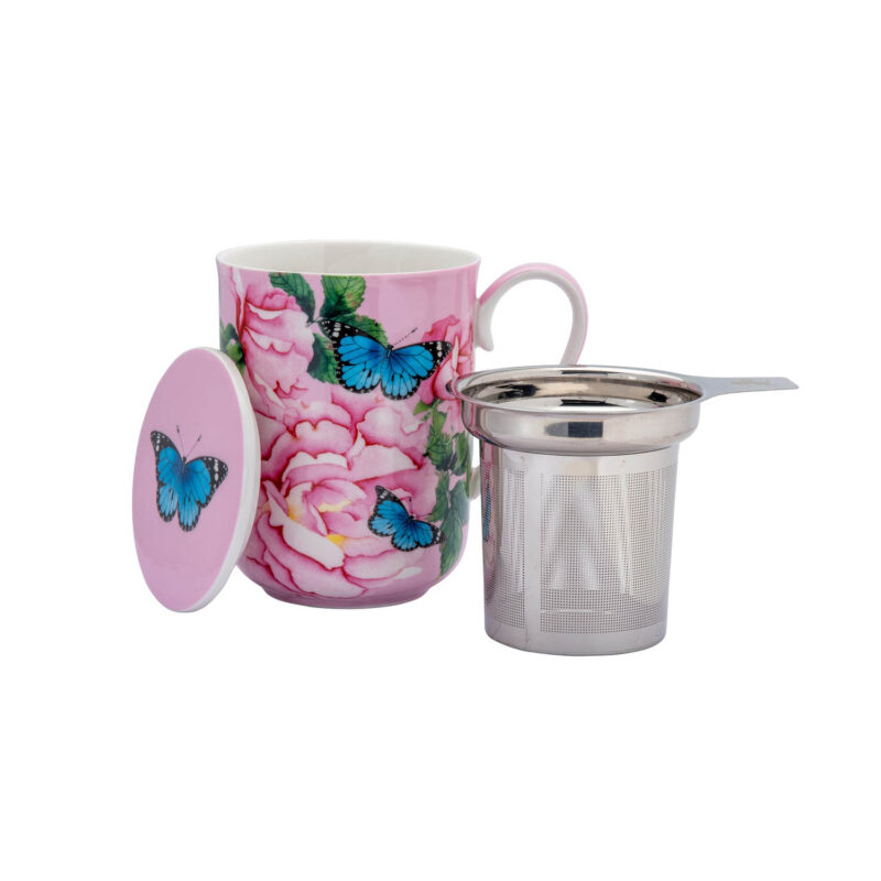 Maxwell & Williams Gabby Malpas Posey Mug With Infuser 340ML Cabbage Roses Gift Boxed