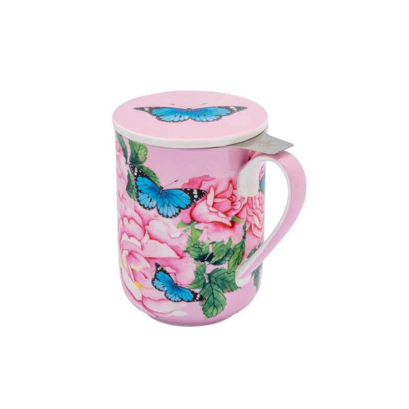 Maxwell & Williams Gabby Malpas Posey Mug With Infuser 340ML Cabbage Roses Gift Boxed