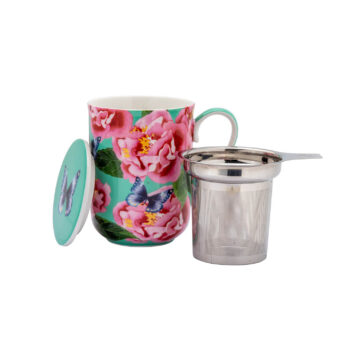 Maxwell & Williams Gabby Malpas Posey Mug With Infuser 340ML Camellia Dreams Gift Boxed