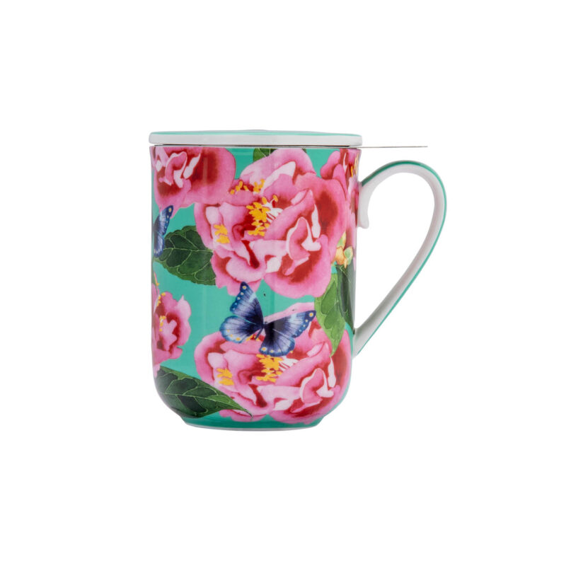 Maxwell & Williams Gabby Malpas Posey Mug With Infuser 340ML Camellia Dreams Gift Boxed