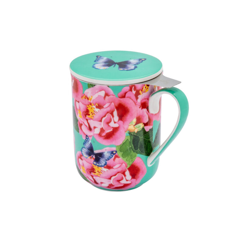 Maxwell & Williams Gabby Malpas Posey Mug With Infuser 340ML Camellia Dreams Gift Boxed