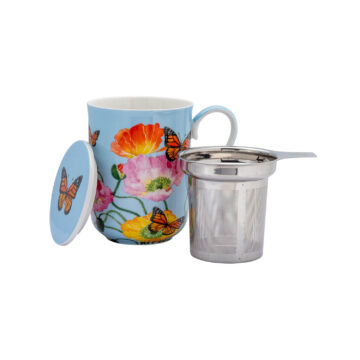 Maxwell & Williams Gabby Malpas Posey Mug With Infuser 340ML Field of Poppies Gift Boxed