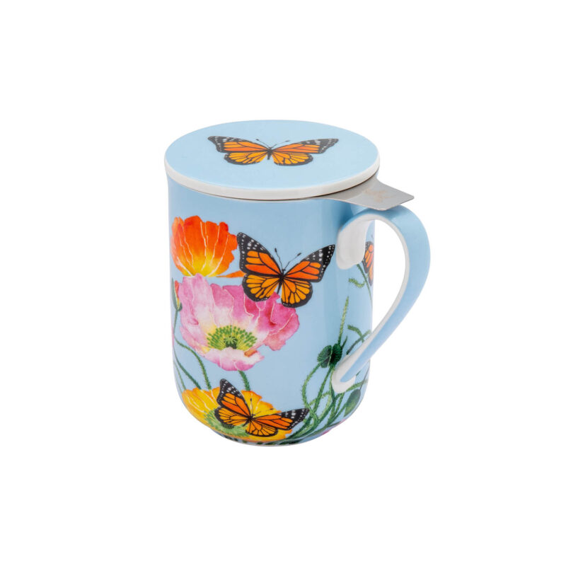 Maxwell & Williams Gabby Malpas Posey Mug With Infuser 340ML Field of Poppies Gift Boxed