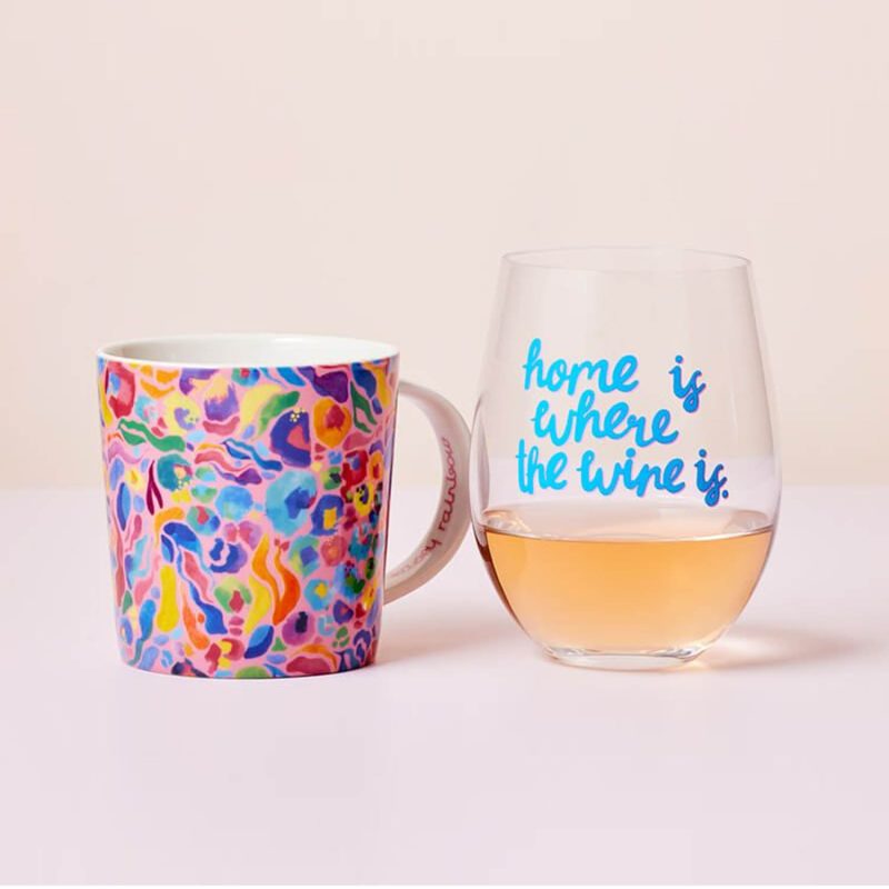 Maxwell & Williams Kasey Rainbow Wild at Heart Mug & Glass Set Africa Pink Gift Boxed