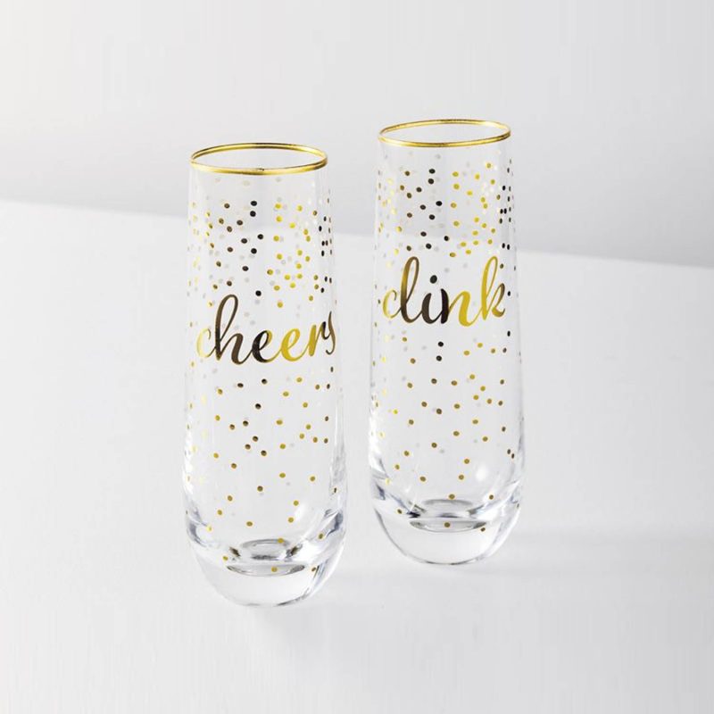 Maxwell & Williams Celebrations Stemless Flute Cheers Clink (Set of 2)