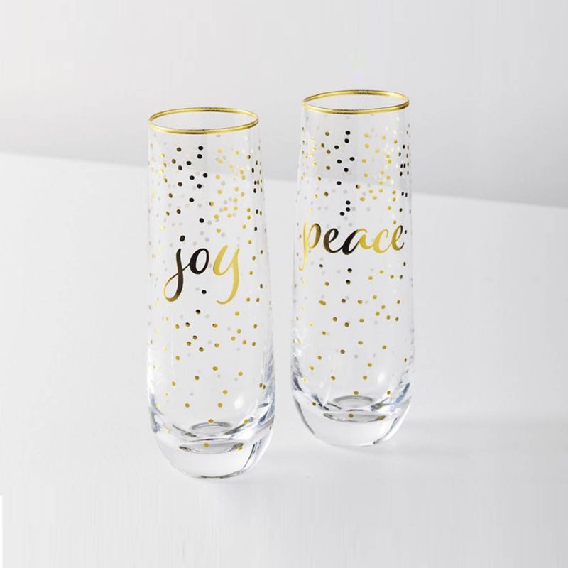 Maxwell & Williams Celebrations Stemless Flute Joy Peace (Set of 2)