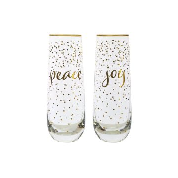 Maxwell & Williams Celebrations Stemless Flute Joy Peace (Set of 2)