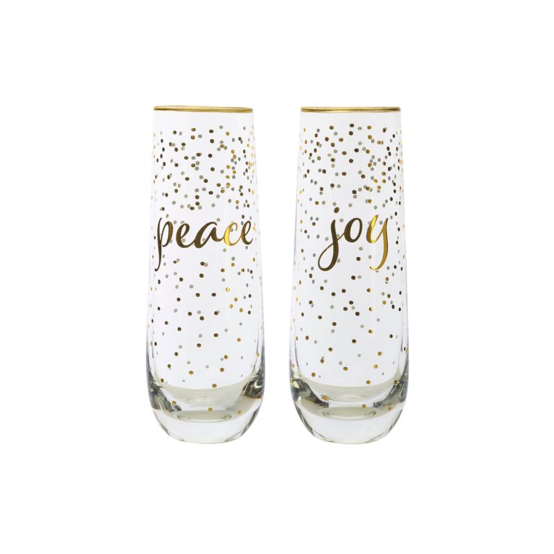 Maxwell & Williams Celebrations Stemless Flute Joy Peace (Set of 2)