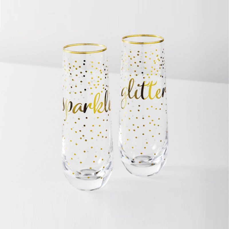 Maxwell & Williams Celebrations Stemless Flute 300ML Sparkles Glitter (Set of 2)