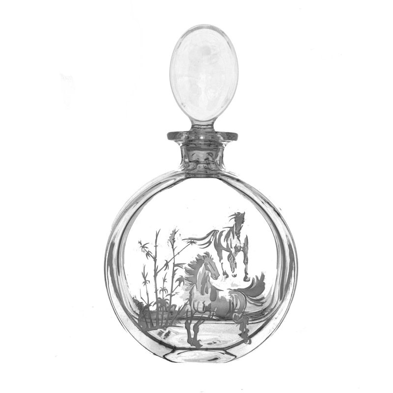 Bohemia Crystal Decanter with Sandblasted Horses Motif