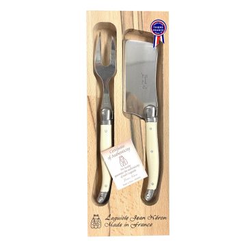 Laguiole Cheese Set Ivory Colour Handle with Wooden Gift Box