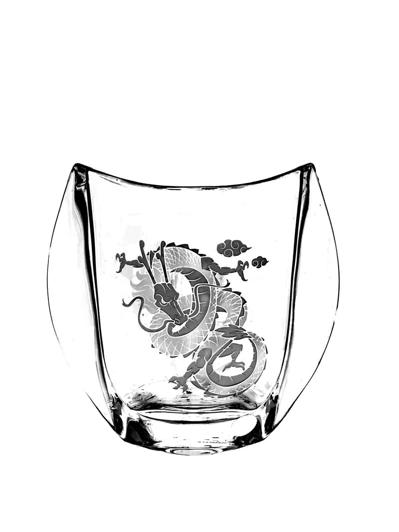 Bohemia Orbit Vase with Sandblasted Dragon Motif