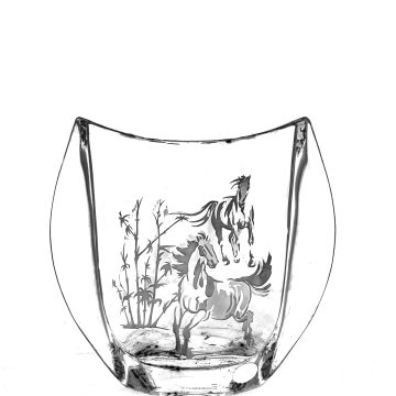 Bohemia Orbit Vase with Sandblasted Horses Motif