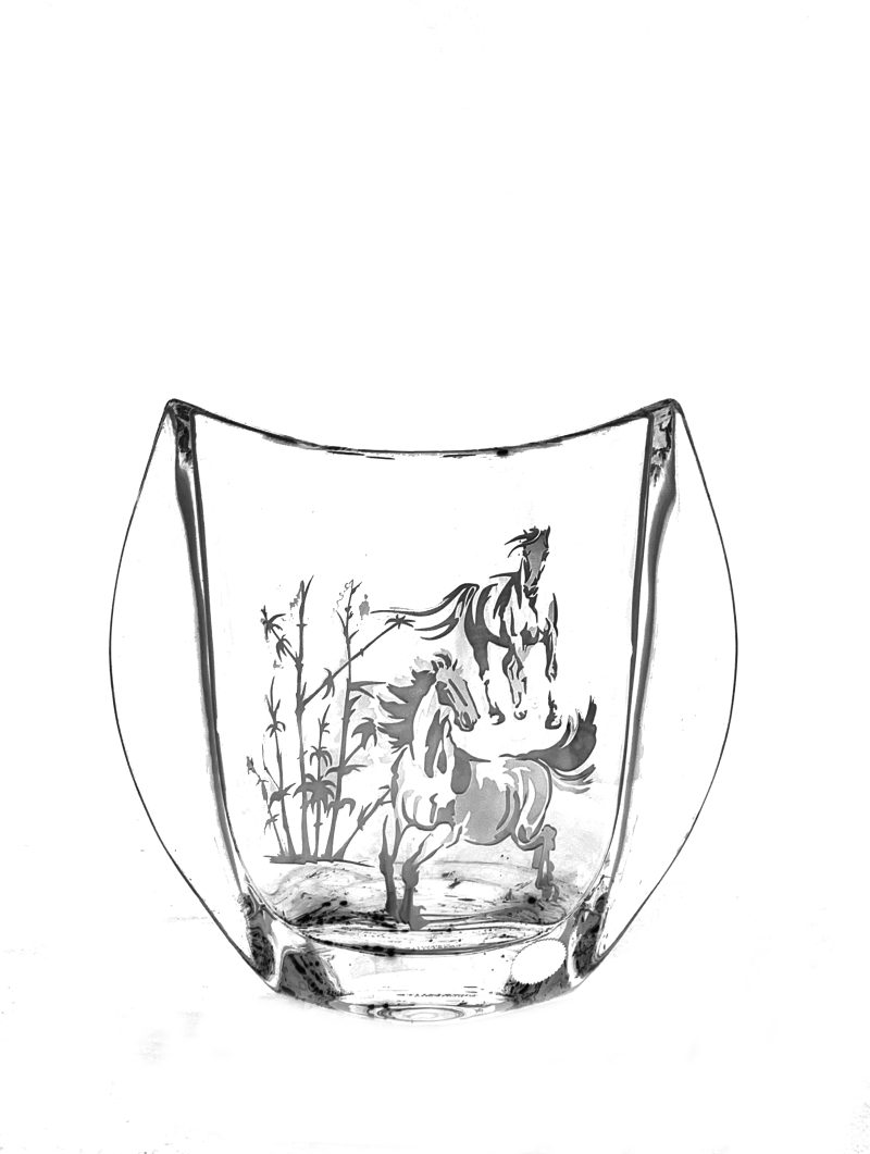 Bohemia Orbit Vase with Sandblasted Horses Motif