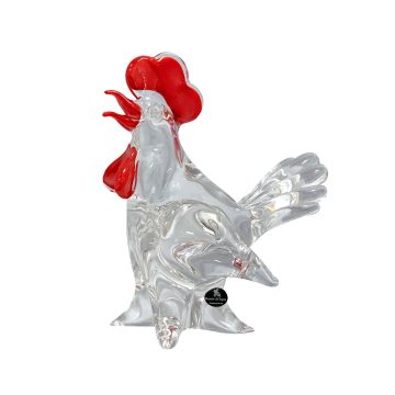 Duccio di Segna Hen/ Rooster H19 cm Transparent & Red