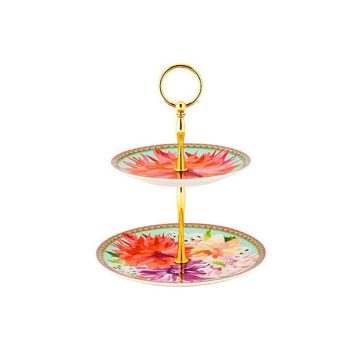 Maxwell & Williams Teas & C's Dahlia Daze 2 Tiered Cake Stand Sky Gift Boxed