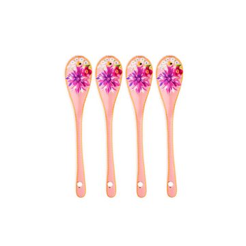 Maxwell & Williams Teas & C's Dahlia Daze Ceramic Teaspoon Set of 4 Pink Gift Boxed