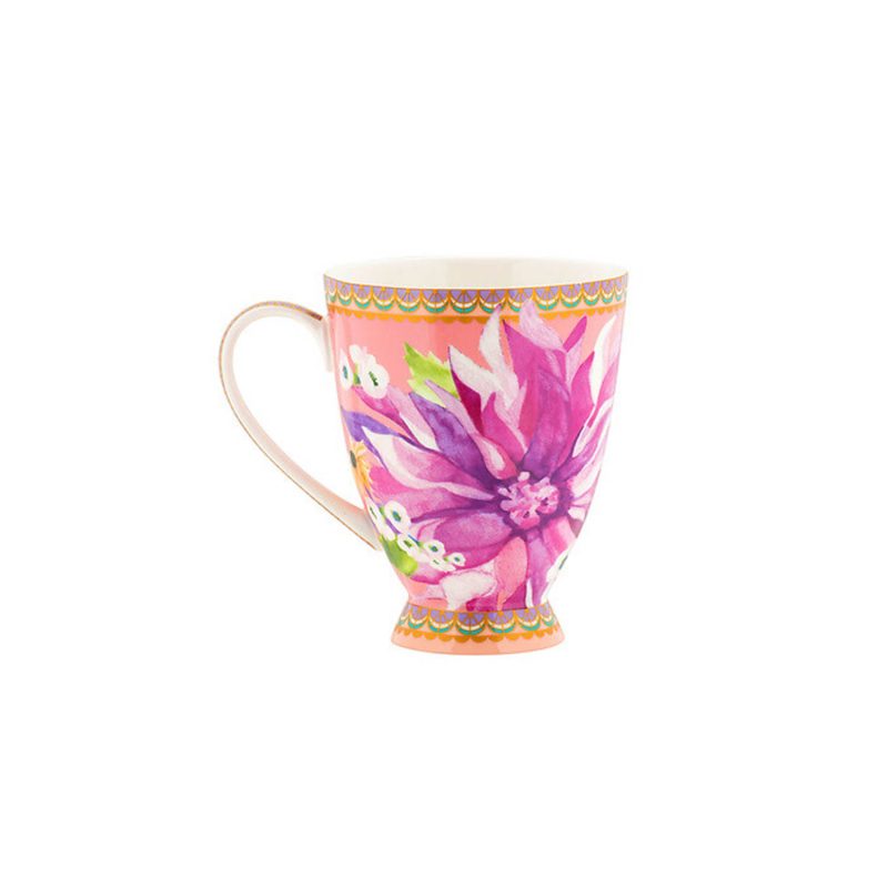 Maxwell & Williams Teas & C's Dahlia Daze Footed Mug 300ML Pink Gift Boxed