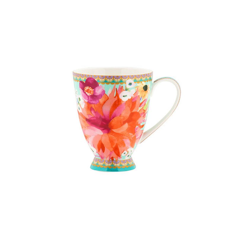 Maxwell & Williams Teas & C's Dahlia Daze Footed Mug 300ML Sky Gift Boxed