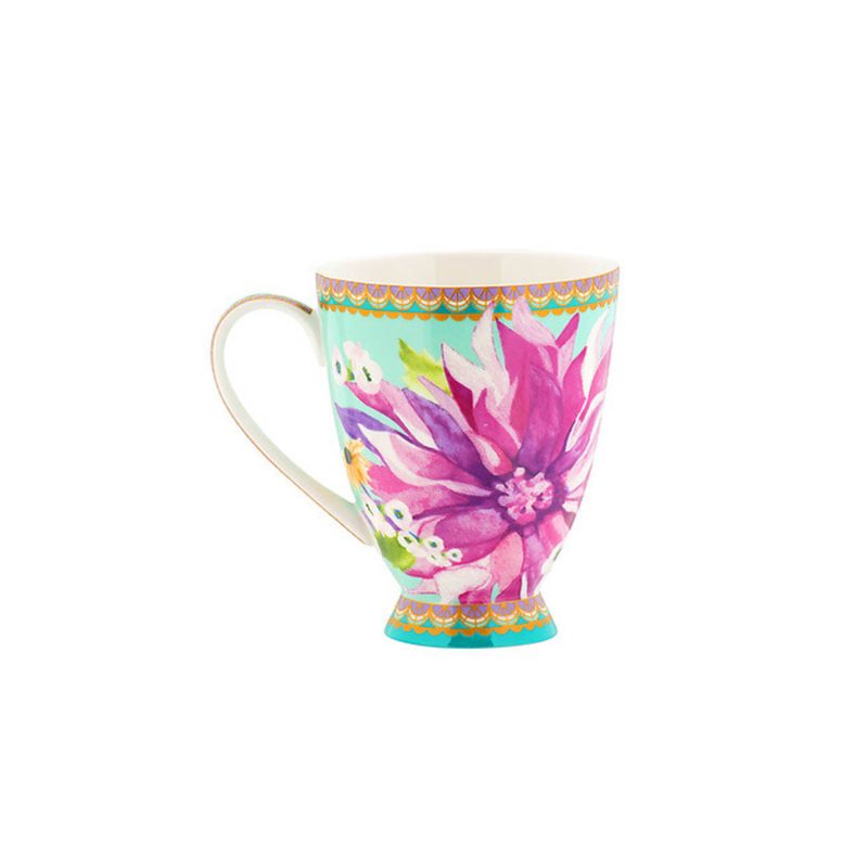 Maxwell & Williams Teas & C's Dahlia Daze Footed Mug 300ML Sky Gift Boxed