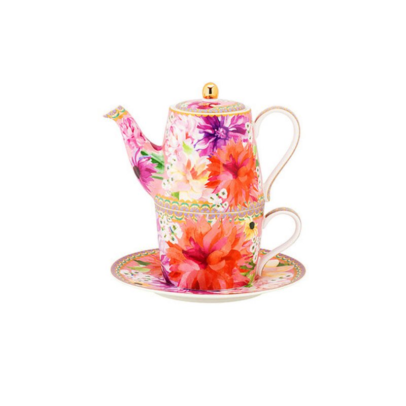 Maxwell & Williams Teas & C's Dahlia Daze Tea for One With Infuser 340ML Pink Gift Boxed