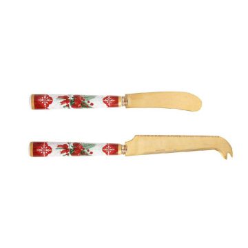 Maxwell & Williams Mistletoe Spreader & Cheese Knife Set Gift Boxed