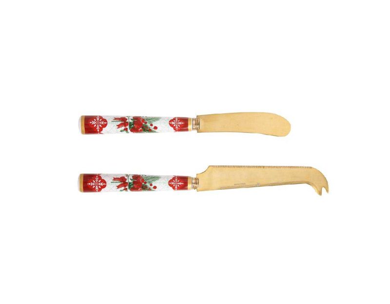 Maxwell & Williams Mistletoe Spreader & Cheese Knife Set Gift Boxed