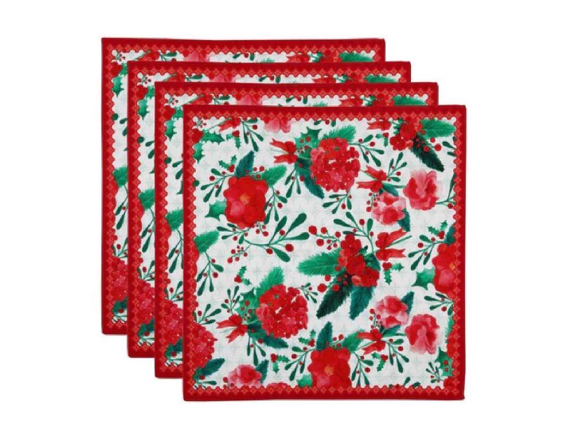 Maxwell & Williams Mistletoe Cotton Napkin 45x45cm Set of 4