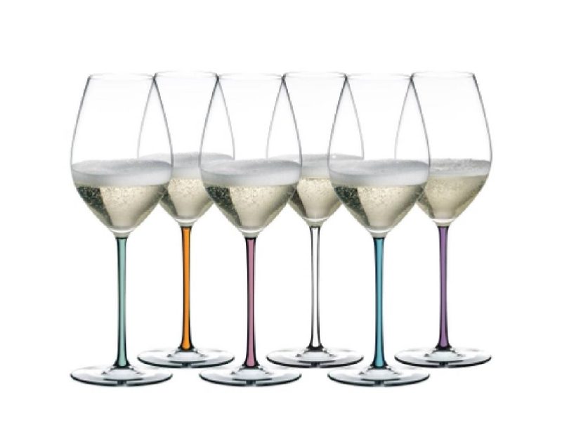 Riedel Fatto A Mano Gift Set Champagne Glass Set of 6 (Violet , Mint, Orange, Turquoise, Mauve, White)