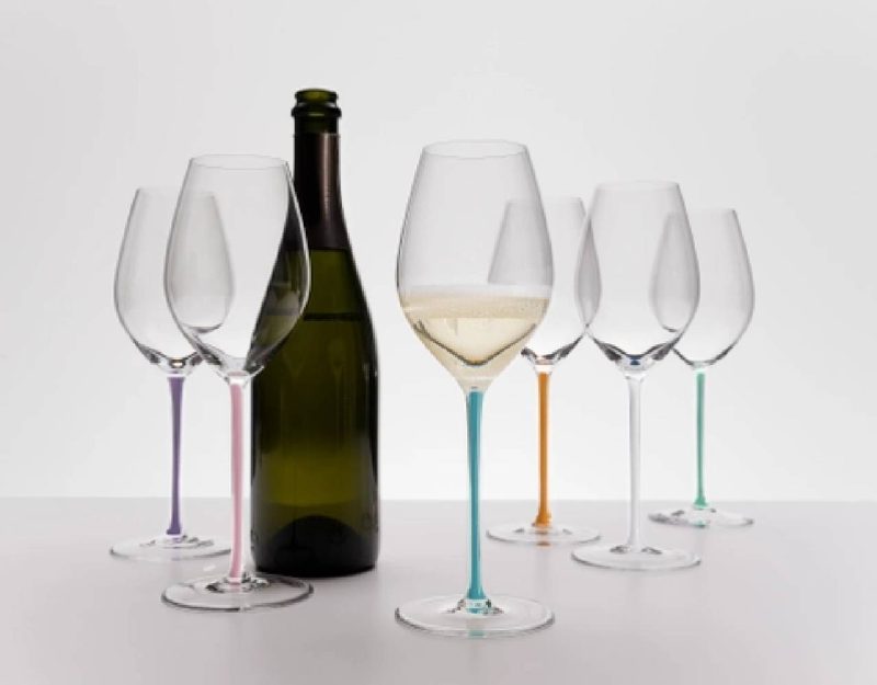 Riedel Fatto A Mano Gift Set Champagne Glass Set of 6 (Violet , Mint, Orange, Turquoise, Mauve, White)