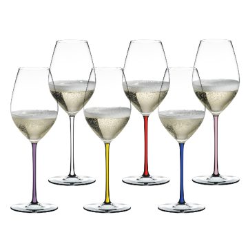 Riedel Fatto A Mano Gift Set Champagne Glass Set of 6 (Blue, Red, Yellow, Pink, White, Violet)